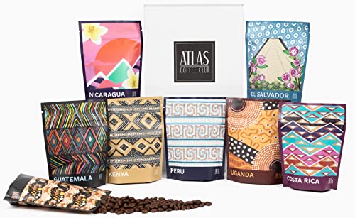 Atlas Coffee Club World of Coffee Sampler, Gourmet Coffee Gift Set for Mothers or Fathers Day, 8-Pack Variety Box of the Worlds Best Single Origin Coffees, Whole Bean
