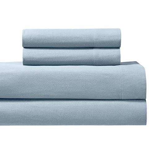 Royal Tradition Heavyweight Flannel, 100 Percent Cotton California King 4PC Bed Sheets Set, Blue, 170 GSM