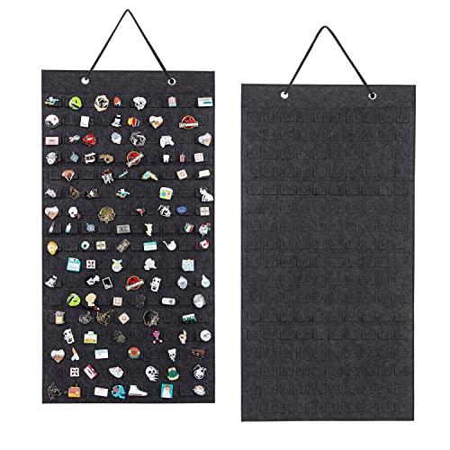 Hanging Brooch Pin Organizer, Display Pins Storage Case, Brooch Collection Storage Holder, Holds Up to 170 Pins.(Not Include Any Accessories) (M-170 Slots, Black)