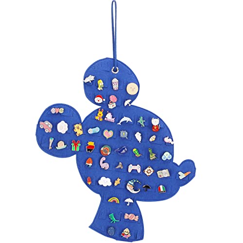 JOYMOMO Hanging Brooch Pin Organizer Enamel Pin Display Cute Cartoon Shape Brooch Pin Display Storage Holder for Brooch Pin(Without Accessories) (Blue-mouse)