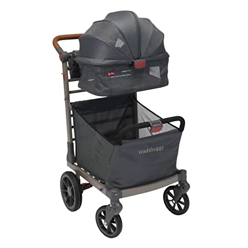 Wadabuggy Pet | Premium Pet Cart | Smooth Ride Luxury Dog and Cat Stroller w/A Ventilated Canopy & Extra Large Basket | Includes 2 Cup Holders, Super Compact Fold & Easy to Push & Maneuver