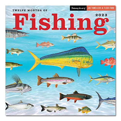 Twelve Months of Fishing Wall Calendar 2023, Monthly January-December 12'' x 12"