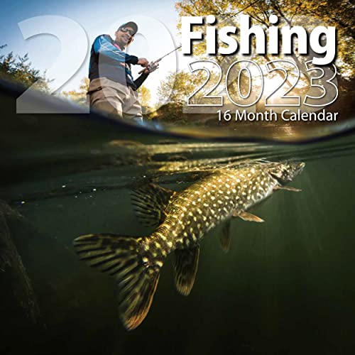 OCD Bargain 2023 Wall Calendar 16-Months, Unruled Block Thick & Strudy Paper, Full Color Beautiful Printed For Office and Home Use,12x 24 (Open) (Fishing Time)