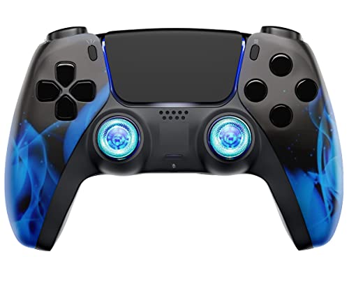 "Blue Fire" Custom UN-MODDED Wireless PRO Controller Compatible with PS5 Exclusive Unique Design