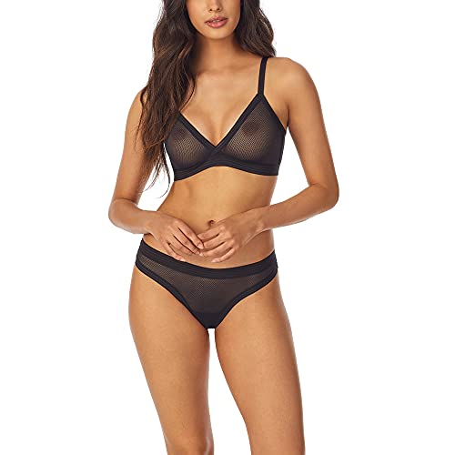 DKNY Women's Sheer Stripe Bralette, Black, M