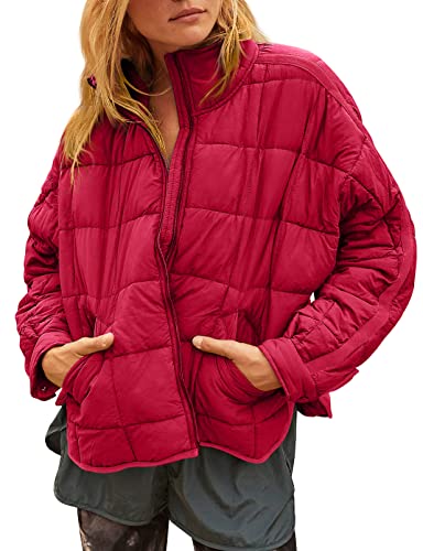 GeGekoko Women's Lightweight Oversized Long Sleeve Zip Water Resistant Packable Puffer Jacket Warm Short Winter Coat