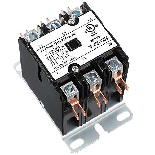 Carrier HVAC Motor Contactor, 120 VAC 40 Amp Coil 3 Pole Replacement Relays, Air Conditioner, Heat Pump, Refrigeration Systems