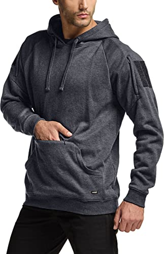 CQR Men's Winter Fleece Pullover Hoodies, Thermal Long Sleeve Hooded Sweatshirt, Cotton-Blend Outdoor/Tactical Shirts, Fleece Tactical Hoodie Charcoal Heather, Large