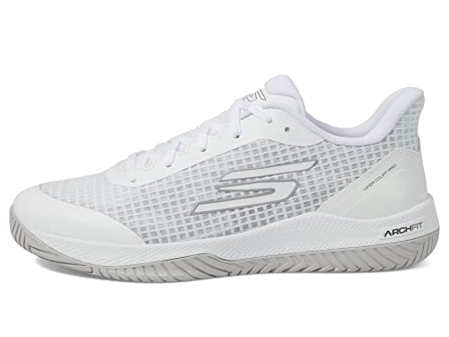 Skechers Women's Viper Court-Athletic Indoor Outdoor Pickleball Shoes with Arch Fit Support Sneakers, White 2, 8.5