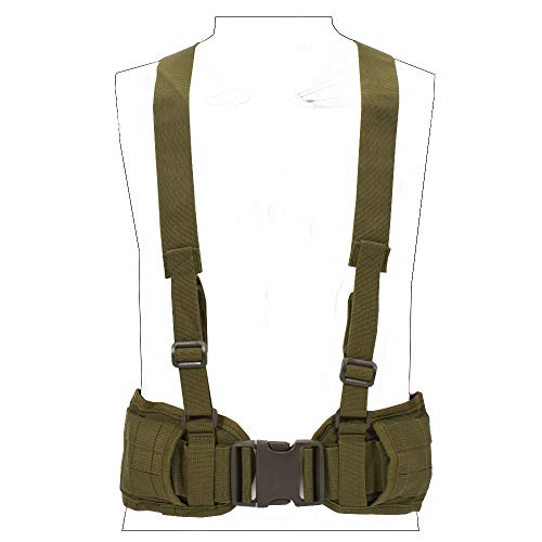SINAIRSOFT Tactical Waist Belt with X-Shaped Suspenders Free Straps Airsoft Combat Padded Molle Belt (Army Green)