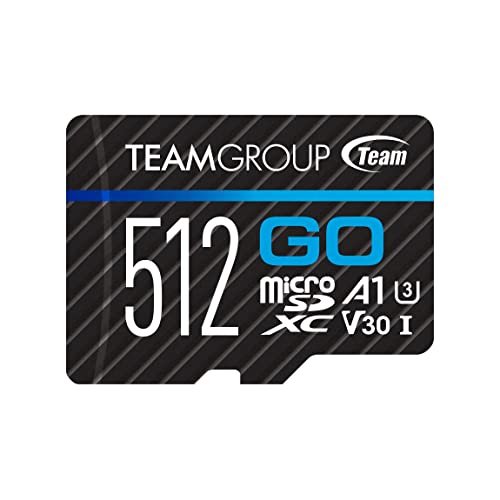 TEAMGROUP GO Card 512GB Micro SDXC UHS-I U3 V30 4K for GoPro & Drone & Action Cameras High Speed Flash Memory Card with Adapter for Outdoor, Sports, 4K Shooting, Nintendo-Switch TGUSDX512GU303