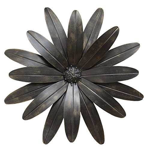 Stratton Home Decor S07701 Industrial Flower Wall Decor, 18.00 W x 1.25 D x 18.00 H, Black