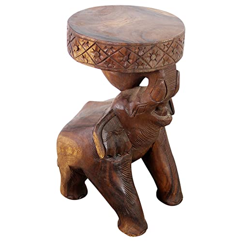 Haussmann Wood Elephant Chang Stool 11 in Dia x 20 in H Walnut Oil