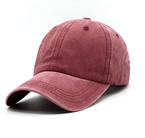 Unisex Vintage Washed Distressed Baseball Cap Twill Adjustable Dad Hat,C-burgundy,One Size