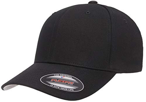 Flexfit Cotton Twill Fitted Cap, Black, Large/Extra Large