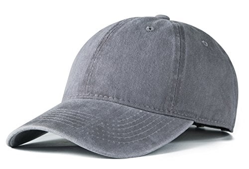 Edoneery Men Women Cotton Adjustable Washed Twill Low Profile Plain Baseball Cap Hat Grey