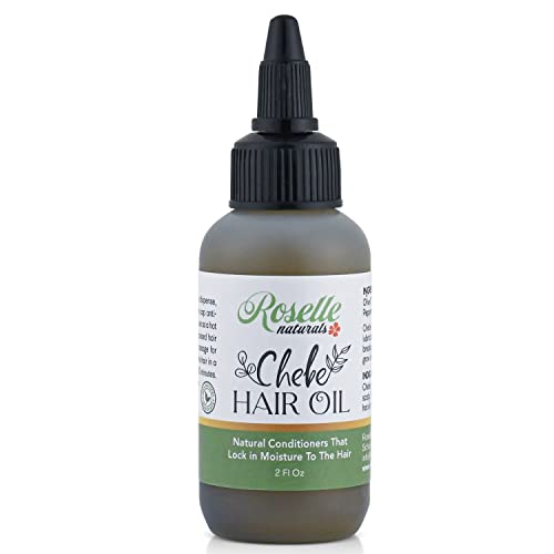 Roselle Naturals Chebe Hair Oil Made with Authentic Chebe Powder from Chad - African Chebe Oil for Hair Growth, Itchy Scalp Relief, fights dryness and breakage - 2 ounces