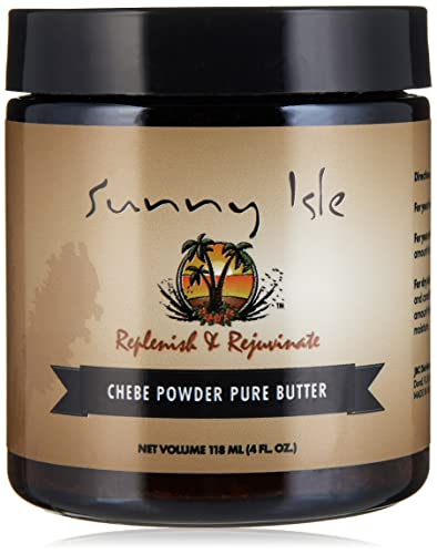 Sunny Isle Jamaican Black Castor Oil Pure Butter with Chebe Powder 4oz | For Longer, Stronger Hair | All-Natural African Chebe Powder | Hair & Skin Moisturizer for All Types