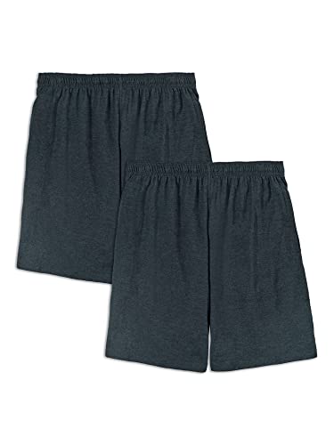 Fruit of the Loom mens Eversoft Cotton With Pockets (S-4xl) Casual Shorts, 2 Pack - Black Heather, X-Large US