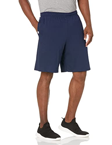 Russell Athletic mens Cotton & Jogger With Pockets athletic shorts, Basic Cotton - Navy, Large US