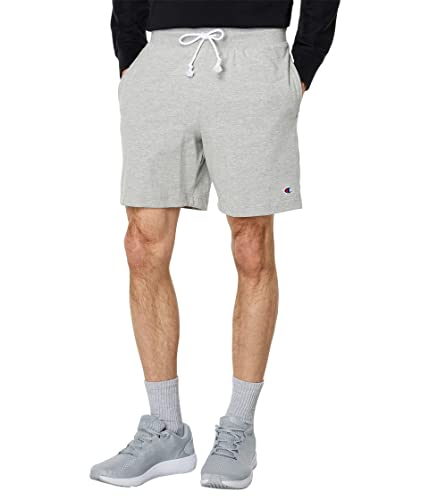 Champion Men's Jersey Gym, 100% Cotton Athletic, Sports Shorts, 7" & 9", Oxford Gray with Taglet, Large