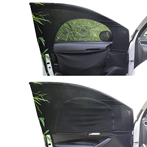 Ovege Car Window Shade-Side Window Sun Shade Breathable Mesh-Zipper Car Window Cover Screen-Car Camping Privacy Universal Fit for Most(95%) of Cars Front Seat 2pcs (Front Side Medium)