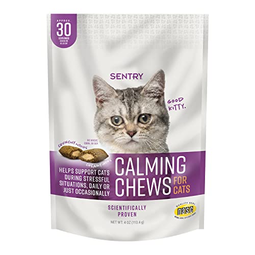 Sentry Calming Chews for Cats, Calming Aid Proven to Reduce Stress and Anxiety, Pheromones Prevent Unwanted Behaviors and Support Cats in Stressful Situations, 60 Count