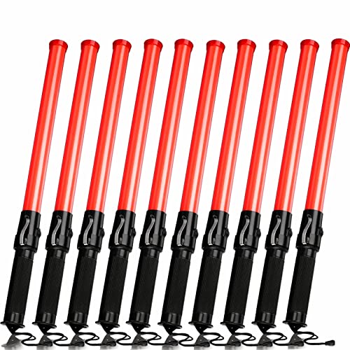 ZHANGBY 10 Pieces 21 Inch Signal Traffic Safety Baton 2 Flashing Modes Warning Control Wand Used for or Parking Guides, Using C-Size Batteries (Not Included), by-19