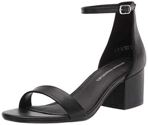 Amazon Essentials Women's Two Strap Heeled Sandal, Black, Faux Leather, 8.5