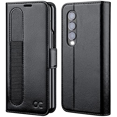 OCASE Compatible with Samsung Galaxy Z Fold 4 5G Wallet Case with S Pen Holder, PU Leather Flip Folio Case with Card Slots RFID Blocking Kickstand Phone Cover for Z Fold4 5G (2022) - Black