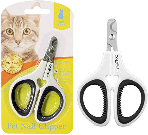 OneCut Pet Nail Clippers, Update Version Cat & Kitten Claw Nail Clippers for Trimming, Professional Pet Nail Clippers Best for a Cat, Puppy, Kitten & Small Dog (Black)