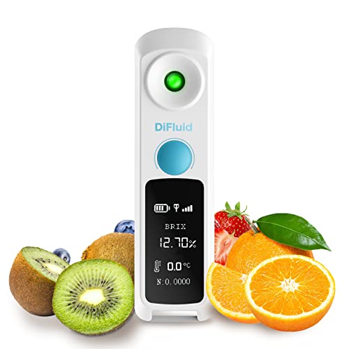 DiFluid Digital Brix Refractometer and Concentration Meter, 0-55% Range, 0.1% Precision, 0.05% Resolution,Salinity, Waterproof,Rechargeable and Portable, Beer, Wine, Fruit and More