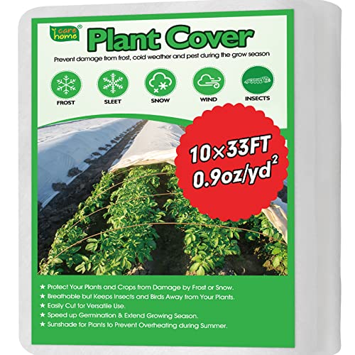 Plant Covers Freeze Frost Protection, 33 FT x 10 FT Frost Cloth Plant Freeze Protection Cover, Frost Blankets for Outdoor Plants, Summer Overheat Prevention and Insects Barrier for Outdoor Plants