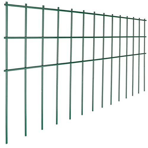 Getlay Animal Barrier Fence 12.5ft(L) x15in(H),5Pack Green No Dig Fence,Anti-Rust Metal Fence for Dog Rabbit,Underground Decorative Garden Fencing, Dog Digging Deterrent for Outdoor Yard Patio