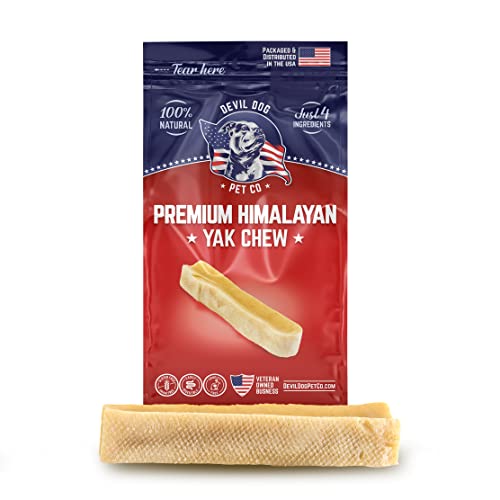 Devil Dog Pet Co Yak Cheese Himalayan Dog Chew - Premium Yak Chew - Heavy Duty All Natural Dog Treat for Teething Puppy and Aggressive Chewers - USA Veteran Owned Business (Large - 1 Pack)