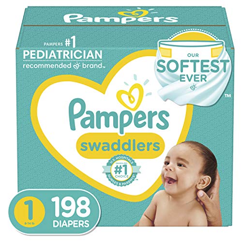 Diapers Size 1/Newborn, 198 Count - Pampers Swaddlers Disposable Baby Diapers (Packaging & Prints May Vary)