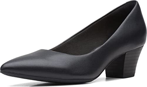 Clarks Women's Teresa Step Pump, Black Leather, 7.5