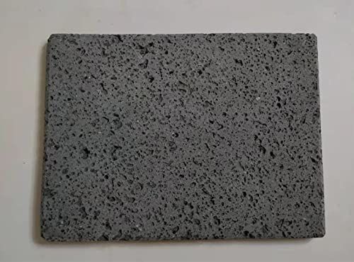 Volcanic stone cooking tiles, flat surface without grooves, 6" x 8", lava cooking stone pizza, meat, seafood and vegetables.Outdoor steak barbecue.Baking pan, baking net, grill