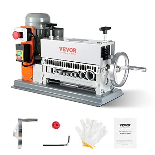 VEVOR Electric Wire Stripping Machine, 0.06''-1.42'' Automatic Wire Stripper Machine, 370 W, 88 ft/min Wire Stripper with An Extra Manual Crank, 11 Channels Electric Wire Stripper, Copper Stripper