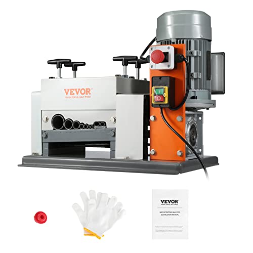 VEVOR Automatic Wire Stripping Machine, 0.06''-1.57'' Wire Stripper Machine, 1500 W, 88 ft/min Wire Stripper with Double Blades (Cut/Peel), 9 Channels Electric Wire Stripper, Copper Stripper