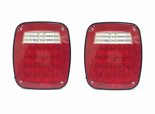 MAXXHAUL 80685 Universal Square 12V Combination 38 LED Signal Tail Light - For Truck, Trailer, Boat, Jeep, SUV, RV, Vans, Flatbed,2 Pack, Regular