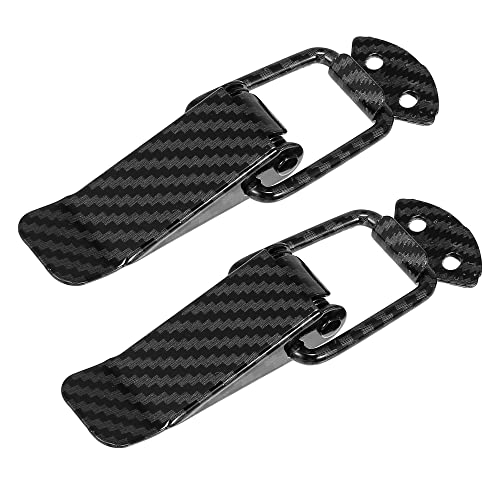 X AUTOHAUX Universal Car Bumper Security Hook Lock Clips Quick Release Hook Clips for Car Trunk Quick Release Fasteners for Trunk Bumpers Fenders Carbon Fiber Pattern 105x33mm 2pcs