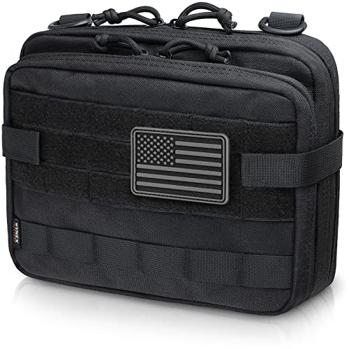 WYNEX Tactical Large Admin Pouch of Double Layer Design, Molle EDC EMT Utility Pouch with Map Sleeve Modular Tool Pouch Large Capacity Flag Patch Included