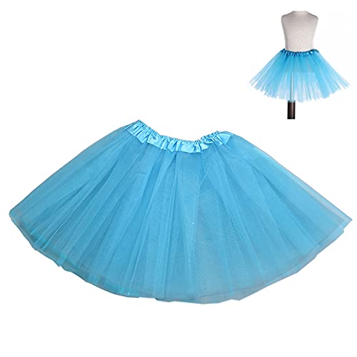 KICOFIT Tutus Skirt for Girls Women 5 Layers Christmas Halloween Party Costume Running Accessories(Blue)