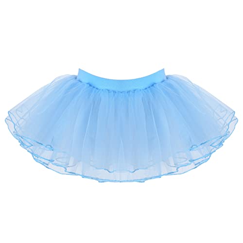 Tutu Skirt Girls Elastic Ballet Dance Skirts 4 Layers Tulle Tutus for Toddler Kid Children 3-5 YearsBlue/S