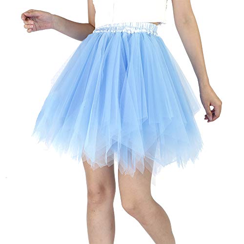 Shimaly Women's Above Knee Underskirt Petticoat Dual Purpose Skirt Multicolor Tutu Skirt (Sky Blue, S-M)