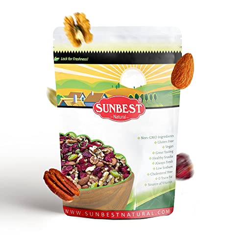 Sunbest Natural - Omega-3 Trail Mix, Mixed Nuts, Seeds, & Fruits, Non-GMO Trail Mix Bulk, Vegan Nuts Mix, Healthy Snacks for Adults, 2 Lbs.