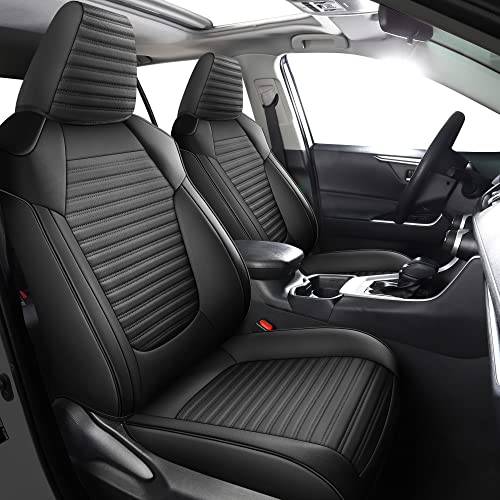 LINGVIDO Car Seat Covers fits RAV4,Waterproof Faux Leather Automotive Seat Cover for Toyota RAV 4 2019 2021 2022 2023 Full Set (Not for Hybrid & Prime)