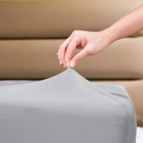 COSMOPLUS Fitted Sheet Twin Fitted Sheet OnlyNo Flat Sheet or Pillow Shams,4 Way Stretch Micro-Knit,Snug Fit,Wrinkle Free,for Standard Mattress and Air Bed Mattress from 8 Up to 10,Light Gray