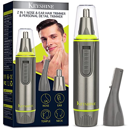 2 in 1 Ear & Nose Hair Trimmer for Men and Personal TrimmerPainless Facial Hair Trimmer for Men, Easily Clean up Necklines, Sideburns, Eyebrows, Nose and Ear Hair, and More.